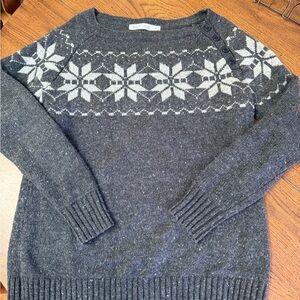 Woolrich Gray Fair Isle Crewneck Sweater with Shoulder Buttons